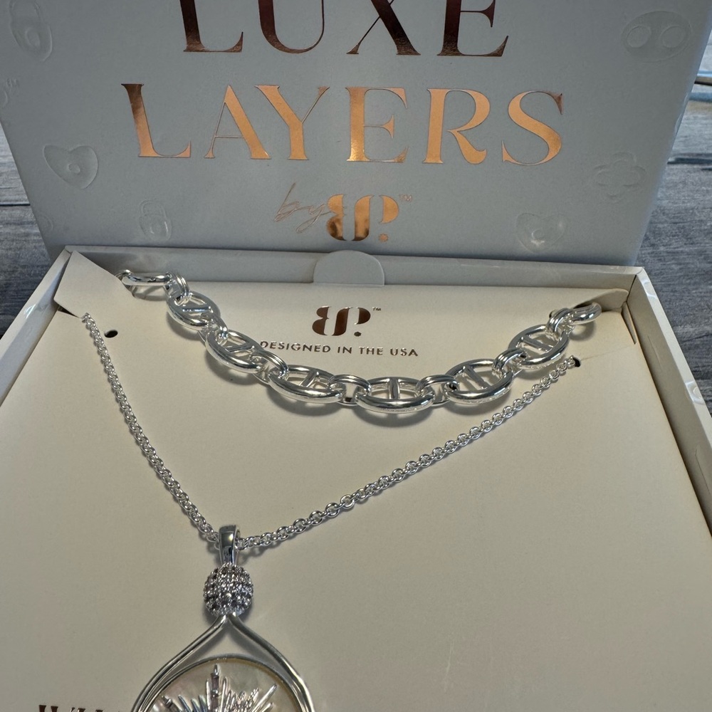 Luxe Layers Silver Necklace with Pendant
